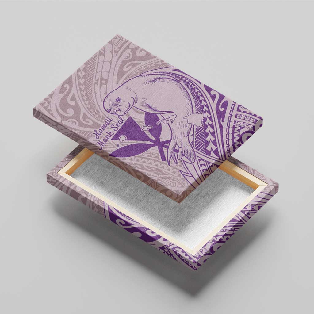 Hawaii Monk Seal and Map Canvas Wall Art Polynesian Kanaka Maoli Violet Vibe LT9 - Polynesian Pride