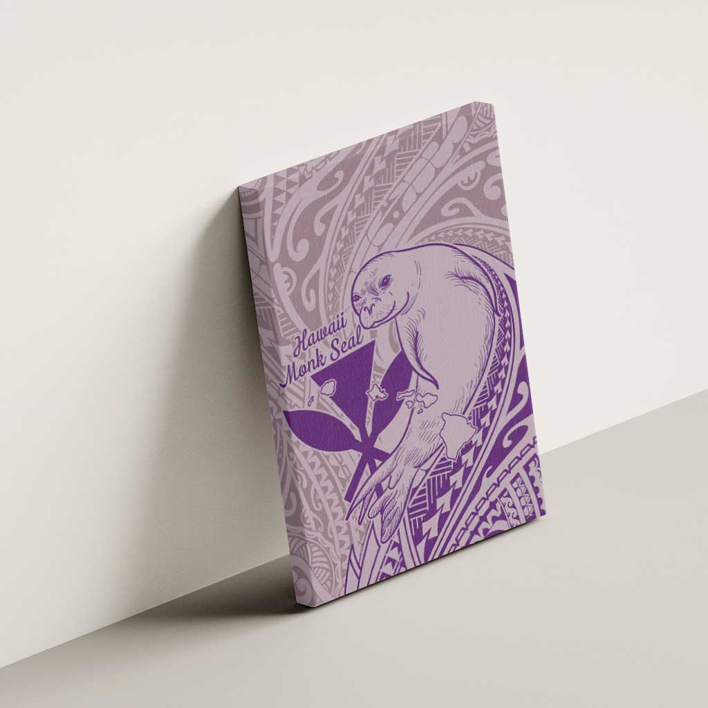 Hawaii Monk Seal and Map Canvas Wall Art Polynesian Kanaka Maoli Violet Vibe LT9 - Polynesian Pride