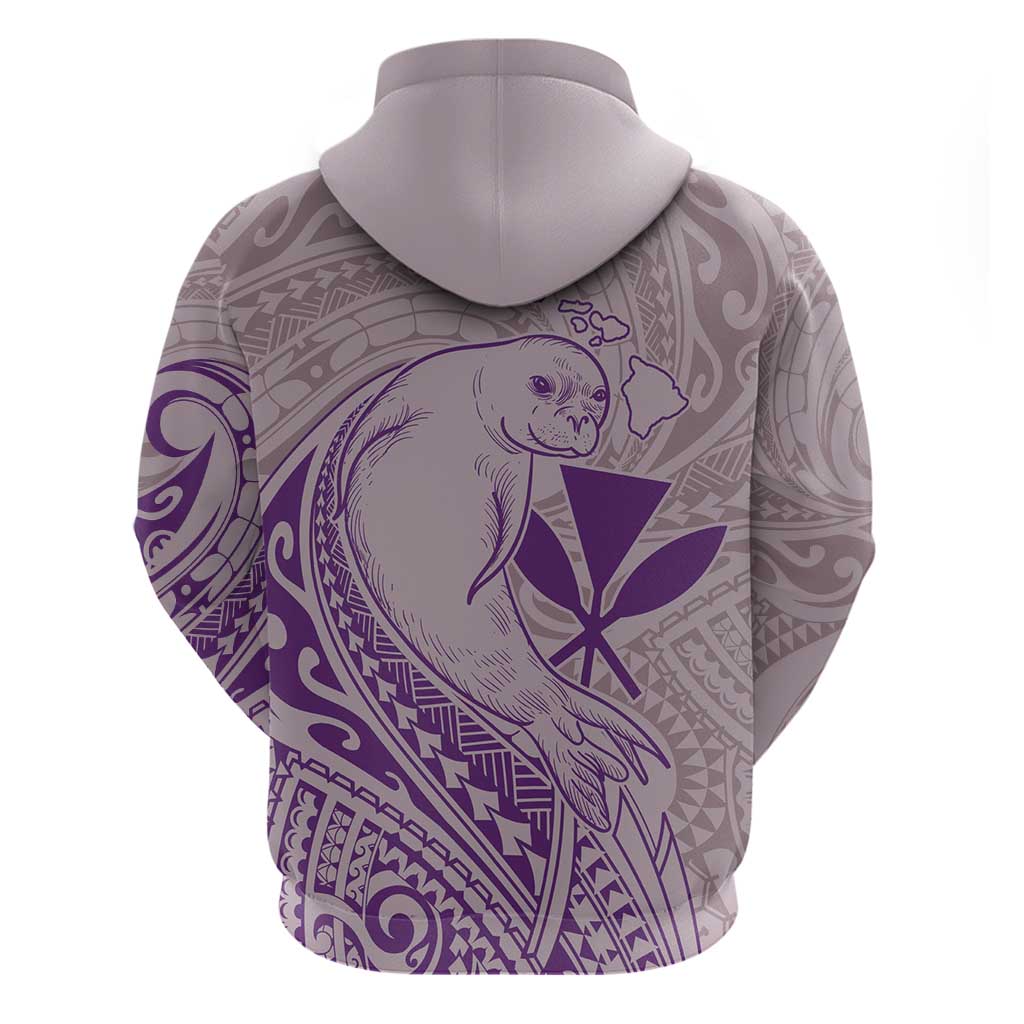 Hawaii Monk Seal and Map Hoodie Polynesian Kanaka Maoli Violet Vibe LT9 - Polynesian Pride