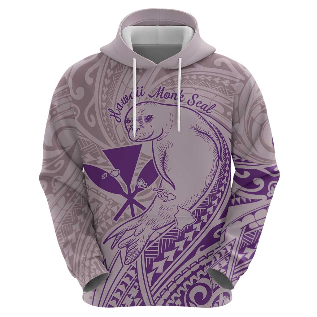 Hawaii Monk Seal and Map Hoodie Polynesian Kanaka Maoli Violet Vibe LT9 - Polynesian Pride