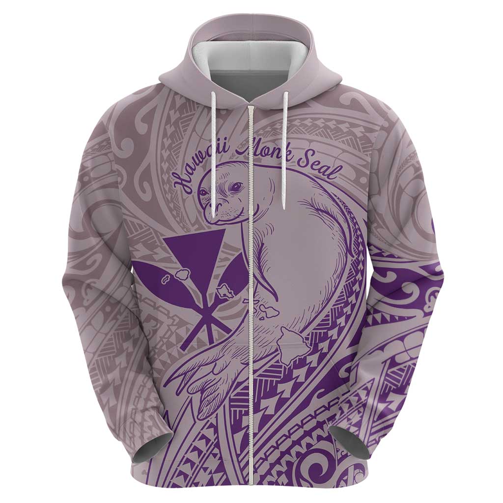 Hawaii Monk Seal and Map Hoodie Polynesian Kanaka Maoli Violet Vibe LT9 - Polynesian Pride