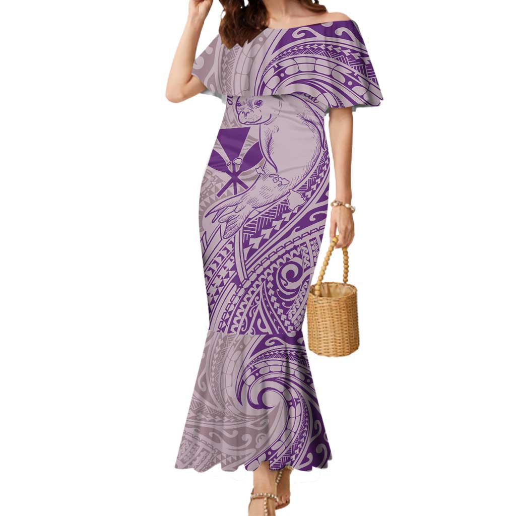 Hawaii Monk Seal and Map Mermaid Dress Polynesian Kanaka Maoli Violet Vibe LT9 Women Violet - Polynesian Pride