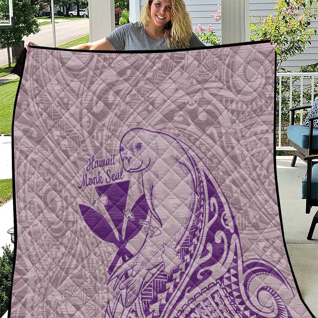Hawaii Monk Seal and Map Quilt Polynesian Kanaka Maoli Violet Vibe LT9 Violet - Polynesian Pride