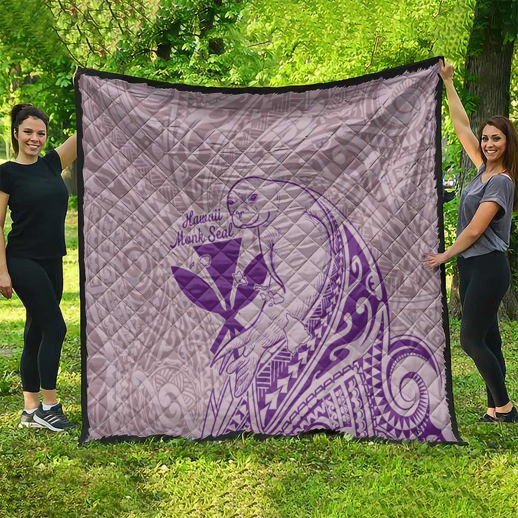 Hawaii Monk Seal and Map Quilt Polynesian Kanaka Maoli Violet Vibe LT9 - Polynesian Pride