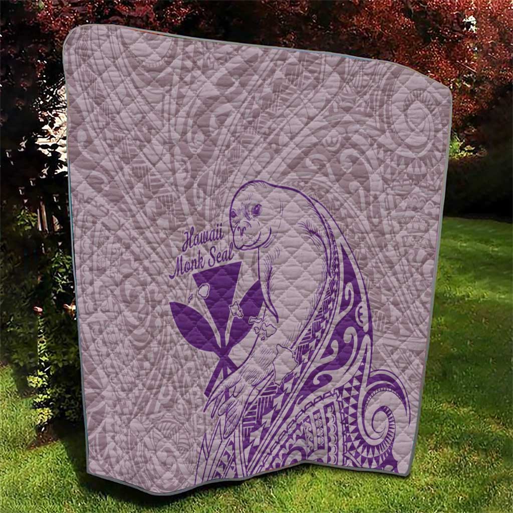 Hawaii Monk Seal and Map Quilt Polynesian Kanaka Maoli Violet Vibe LT9 - Polynesian Pride