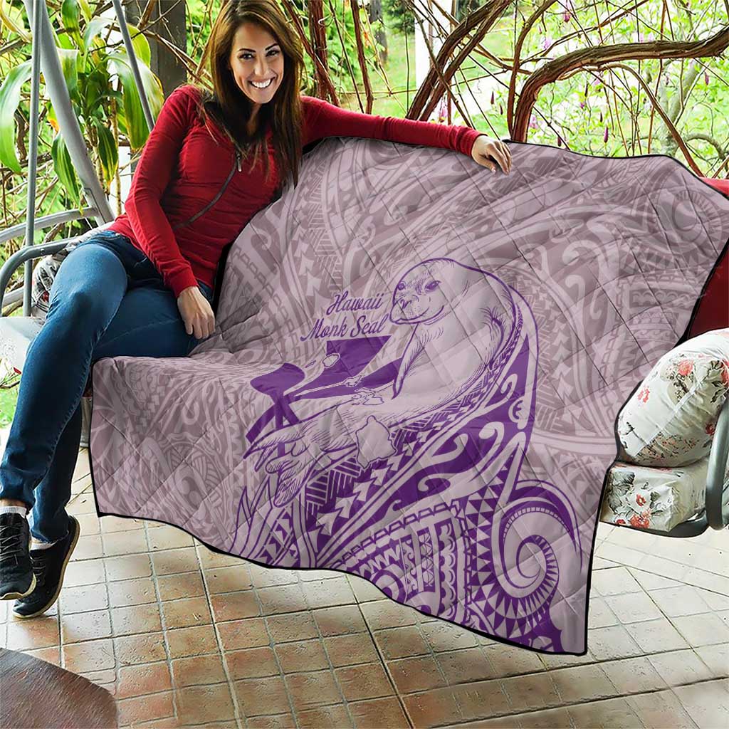 Hawaii Monk Seal and Map Quilt Polynesian Kanaka Maoli Violet Vibe LT9 - Polynesian Pride