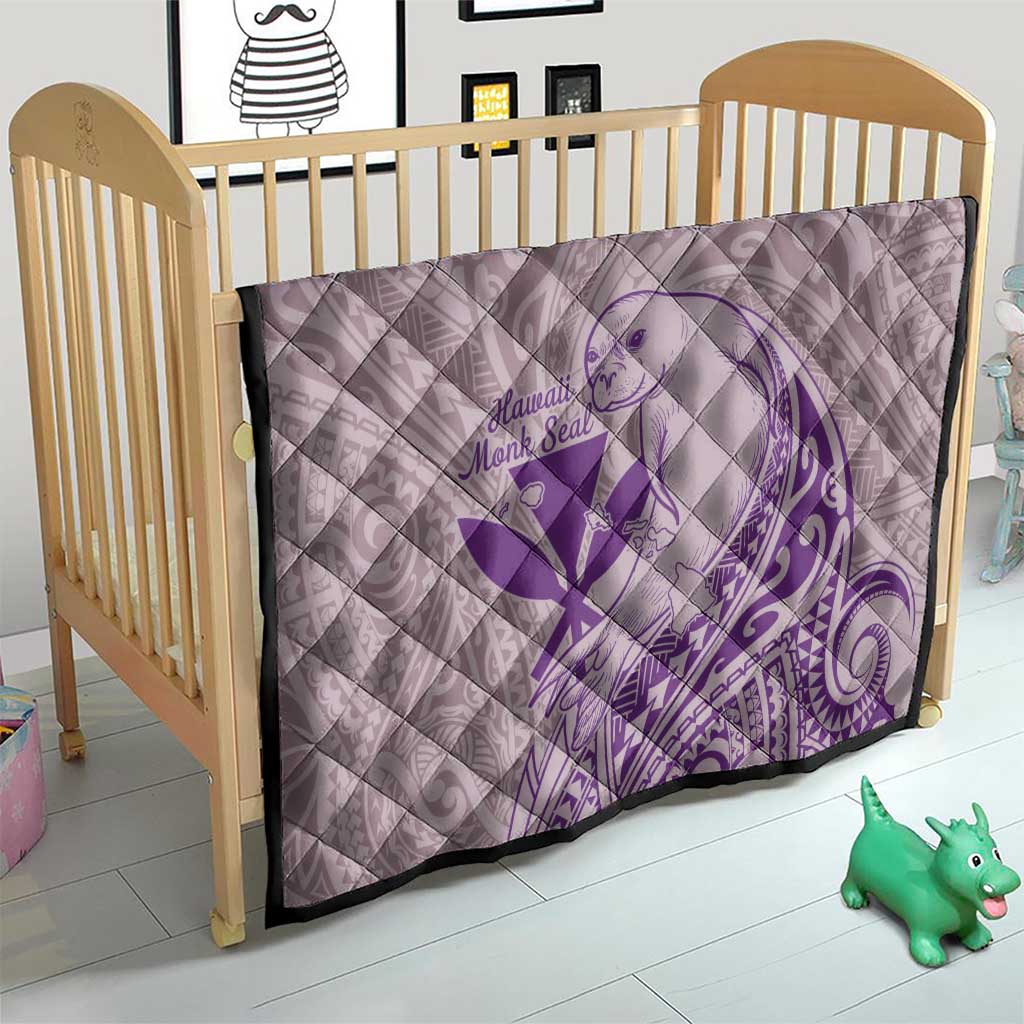 Hawaii Monk Seal and Map Quilt Polynesian Kanaka Maoli Violet Vibe LT9 - Polynesian Pride
