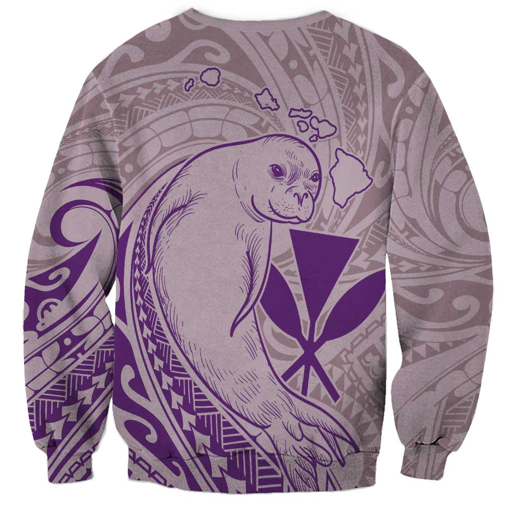 Hawaii Monk Seal and Map Sweatshirt Polynesian Kanaka Maoli Violet Vibe LT9 - Polynesian Pride