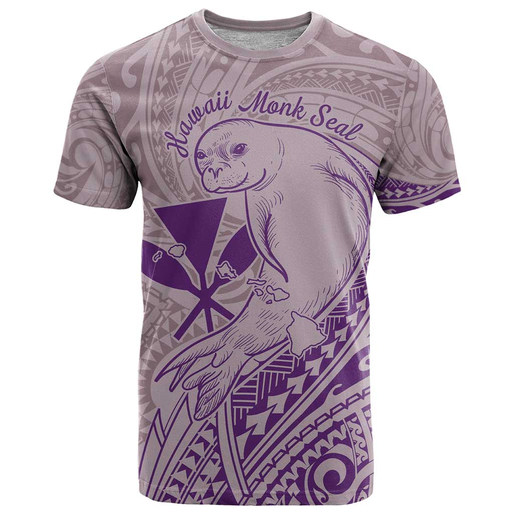 Hawaii Monk Seal and Map T Shirt Polynesian Kanaka Maoli Violet Vibe LT9 Violet - Polynesian Pride