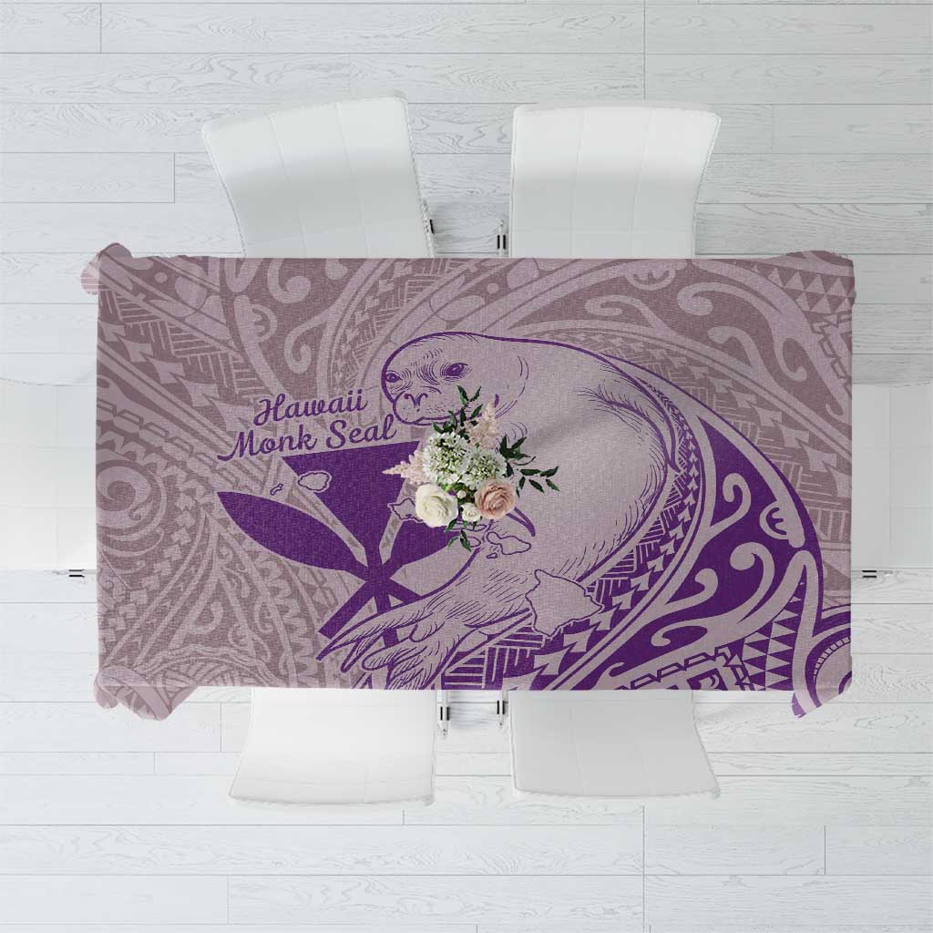 Hawaii Monk Seal and Map Tablecloth Polynesian Kanaka Maoli Violet Vibe