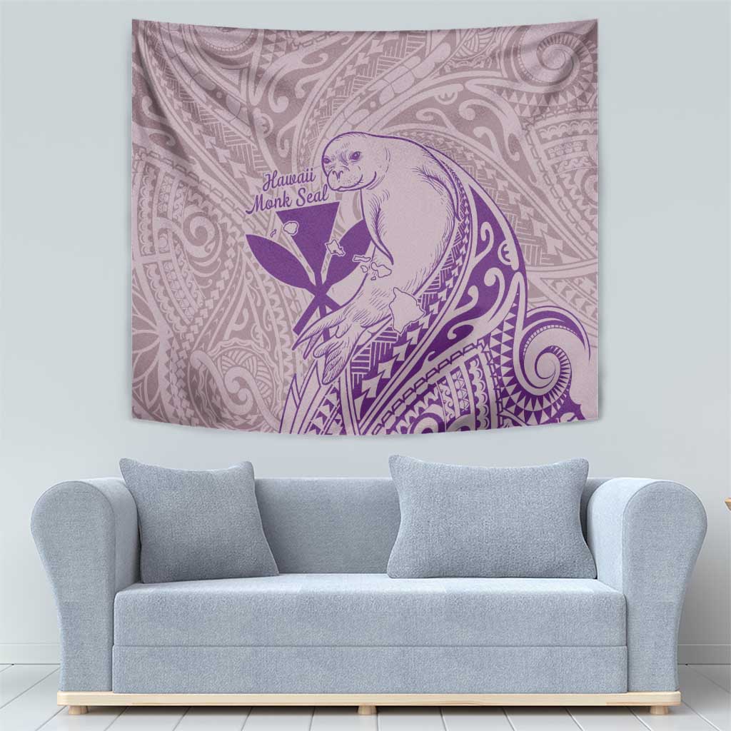 Hawaii Monk Seal and Map Tapestry Polynesian Kanaka Maoli Violet Vibe LT9 - Polynesian Pride