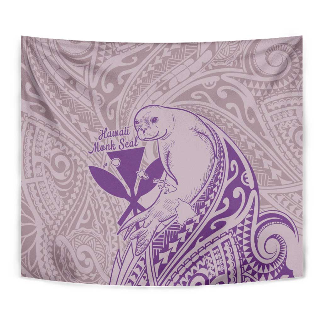 Hawaii Monk Seal and Map Tapestry Polynesian Kanaka Maoli Violet Vibe LT9 - Polynesian Pride