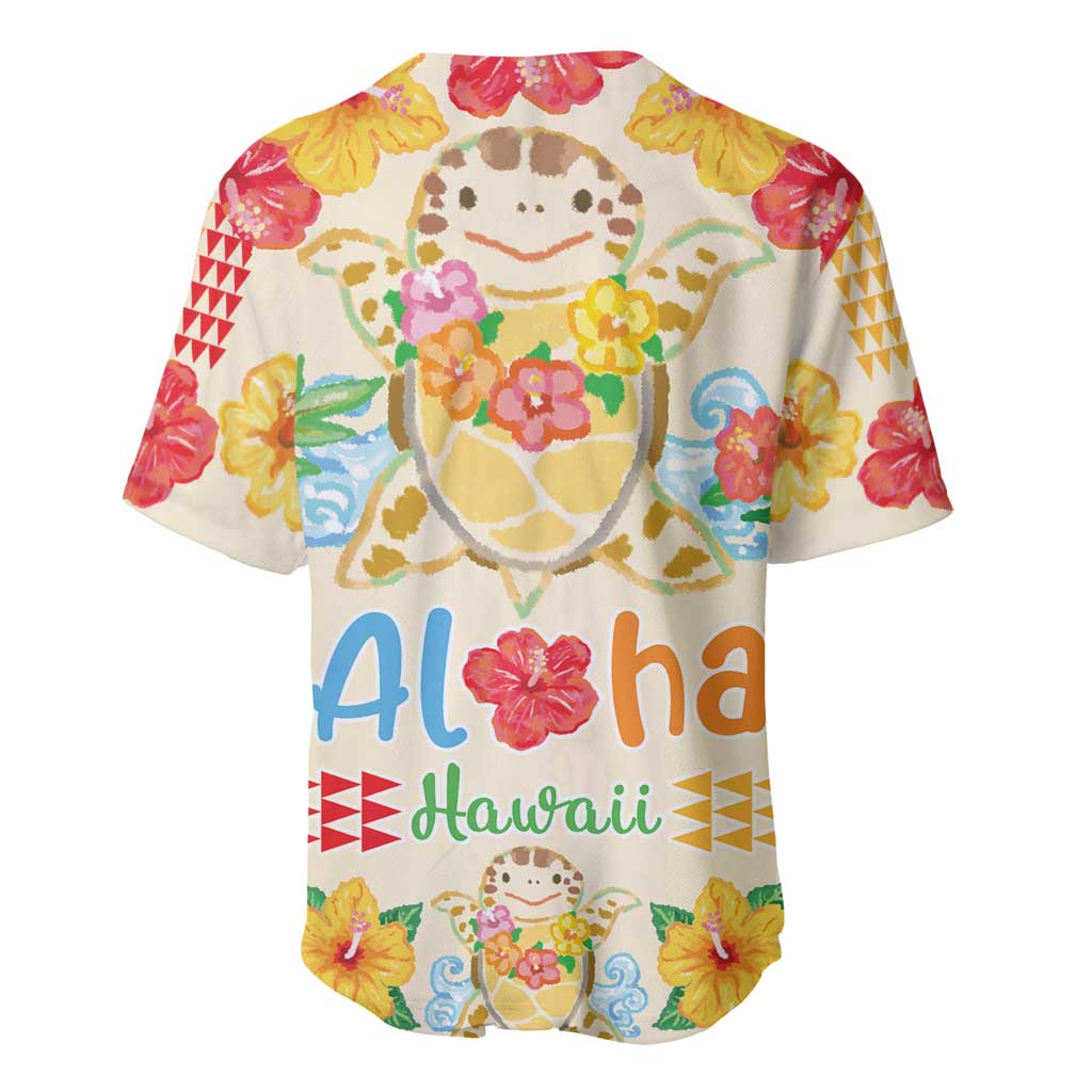 Kawaii Turtle Baseball Jersey Aloha Hibiscus Flowers LT9 - Polynesian Pride