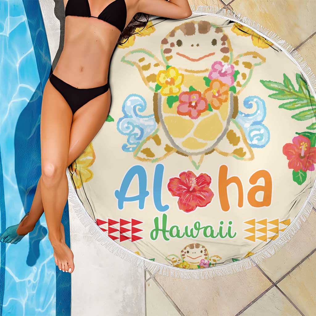 Kawaii Turtle Beach Blanket Aloha Hibiscus Flowers LT9 - Polynesian Pride