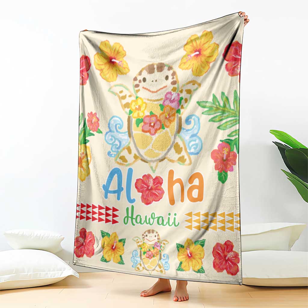 Kawaii Turtle Blanket Aloha Hibiscus Flowers LT9 - Polynesian Pride