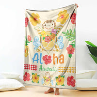 Kawaii Turtle Blanket Aloha Hibiscus Flowers LT9 - Polynesian Pride