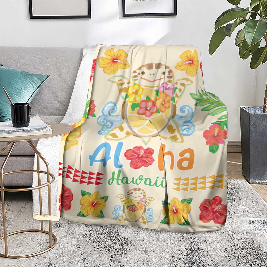 Kawaii Turtle Blanket Aloha Hibiscus Flowers LT9 - Polynesian Pride