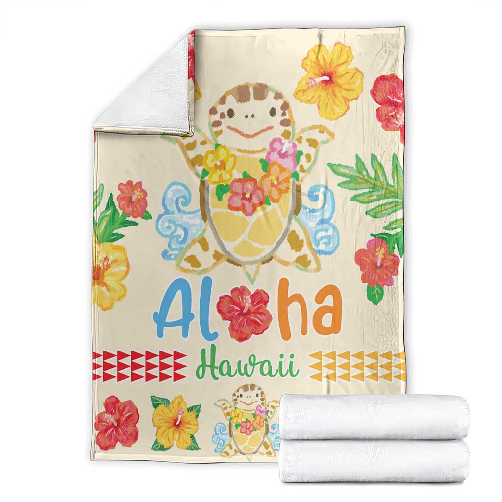 Kawaii Turtle Blanket Aloha Hibiscus Flowers LT9 - Polynesian Pride