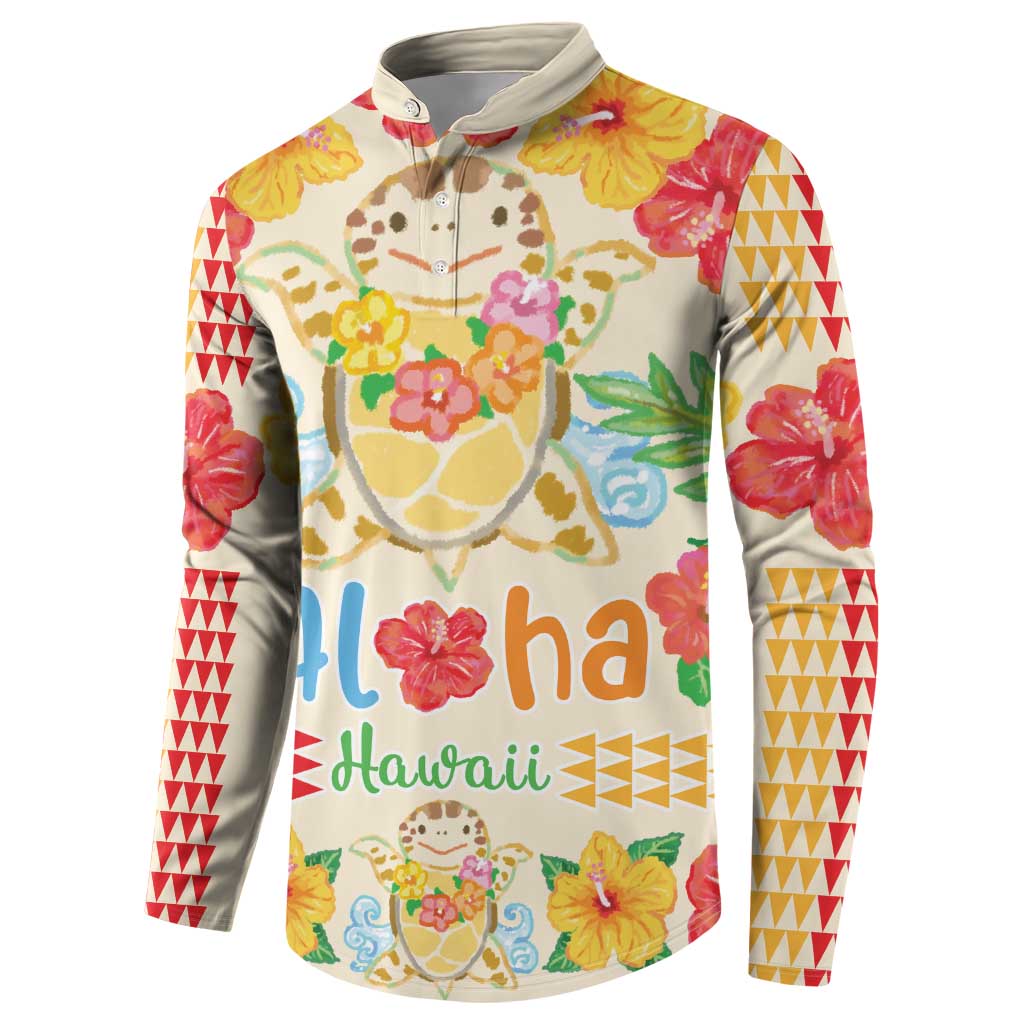 Kawaii Turtle Button Sweatshirt Aloha Hibiscus Flowers LT9 - Polynesian Pride