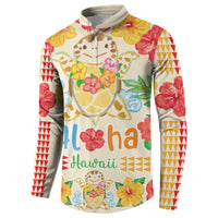Kawaii Turtle Button Sweatshirt Aloha Hibiscus Flowers LT9 - Polynesian Pride