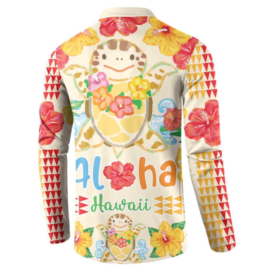 Kawaii Turtle Button Sweatshirt Aloha Hibiscus Flowers LT9 - Polynesian Pride