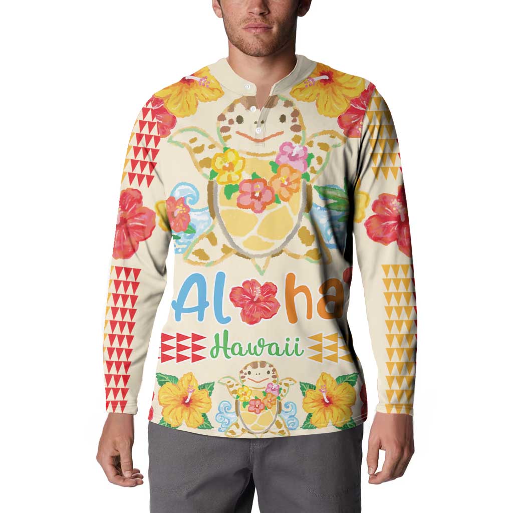 Kawaii Turtle Button Sweatshirt Aloha Hibiscus Flowers LT9 - Polynesian Pride