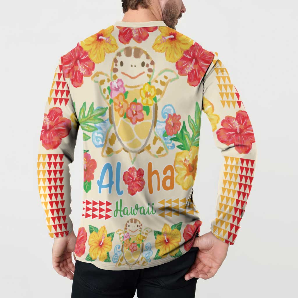 Kawaii Turtle Button Sweatshirt Aloha Hibiscus Flowers LT9 - Polynesian Pride
