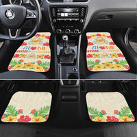 Kawaii Turtle Car Mats Aloha Hibiscus Flowers LT9 Set 4pcs Beige - Polynesian Pride