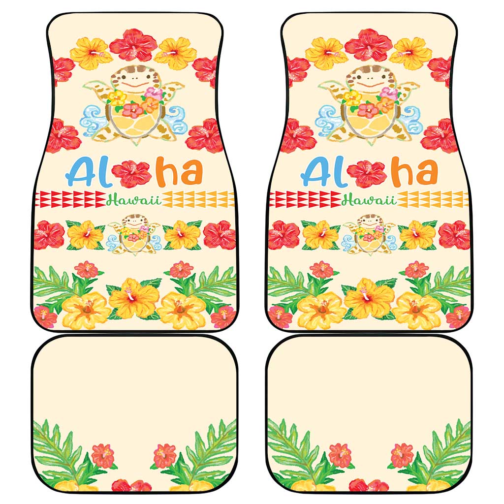 Kawaii Turtle Car Mats Aloha Hibiscus Flowers LT9 - Polynesian Pride