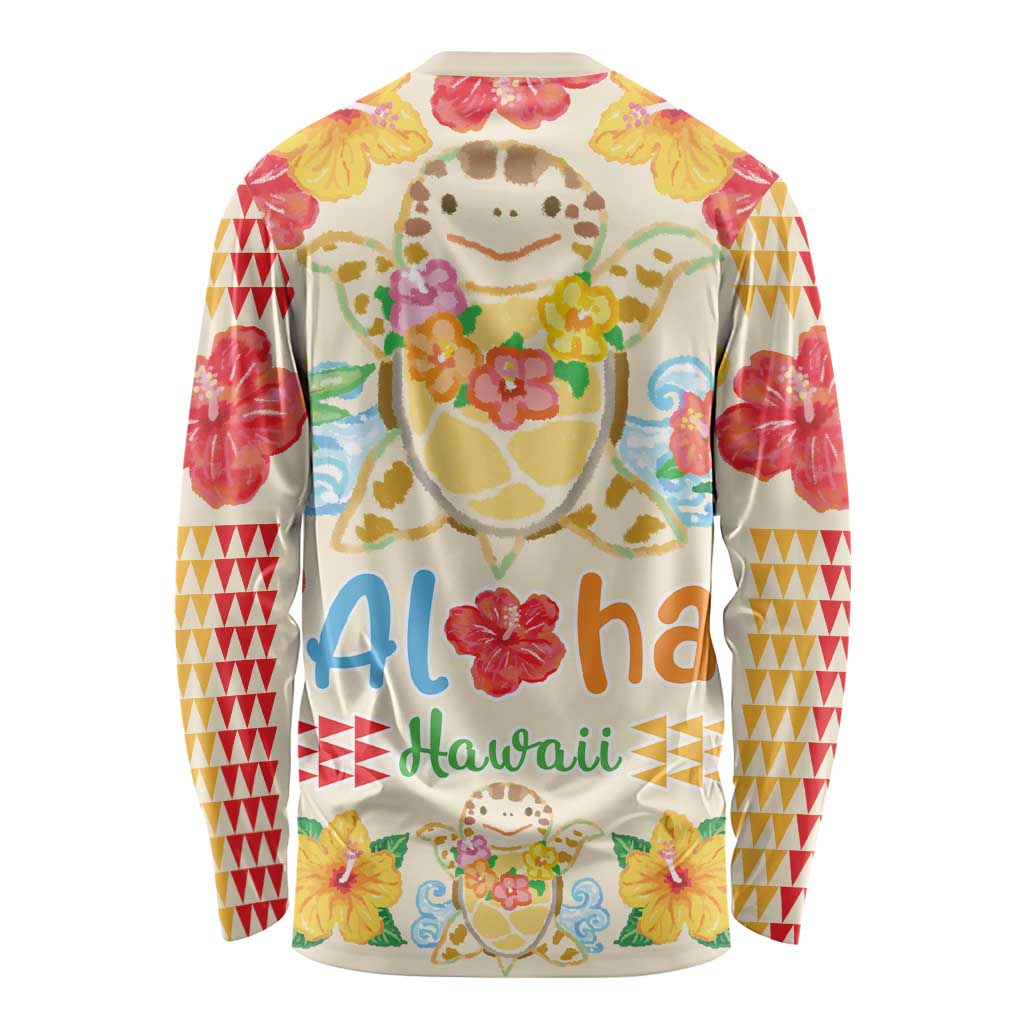 Kawaii Turtle Long Sleeve Shirt Aloha Hibiscus Flowers LT9 - Polynesian Pride