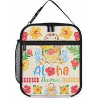 Kawaii Turtle Lunch Bag Aloha Hibiscus Flowers LT9 10.2 × 8.3 × 4.3 inch Beige - Polynesian Pride