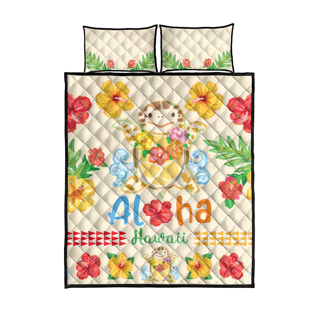 Kawaii Turtle Quilt Bed Set Aloha Hibiscus Flowers LT9 - Polynesian Pride