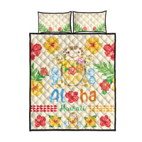 Kawaii Turtle Quilt Bed Set Aloha Hibiscus Flowers LT9 - Polynesian Pride