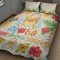 Kawaii Turtle Quilt Bed Set Aloha Hibiscus Flowers LT9 - Polynesian Pride