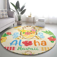 Kawaii Turtle Round Carpet Aloha Hibiscus Flowers LT9 - Polynesian Pride