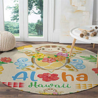 Kawaii Turtle Round Carpet Aloha Hibiscus Flowers LT9 - Polynesian Pride