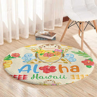 Kawaii Turtle Round Carpet Aloha Hibiscus Flowers LT9 - Polynesian Pride