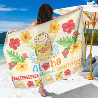 Kawaii Turtle Sarong Aloha Hibiscus Flowers LT9 One Size 44 x 66 inches Beige - Polynesian Pride