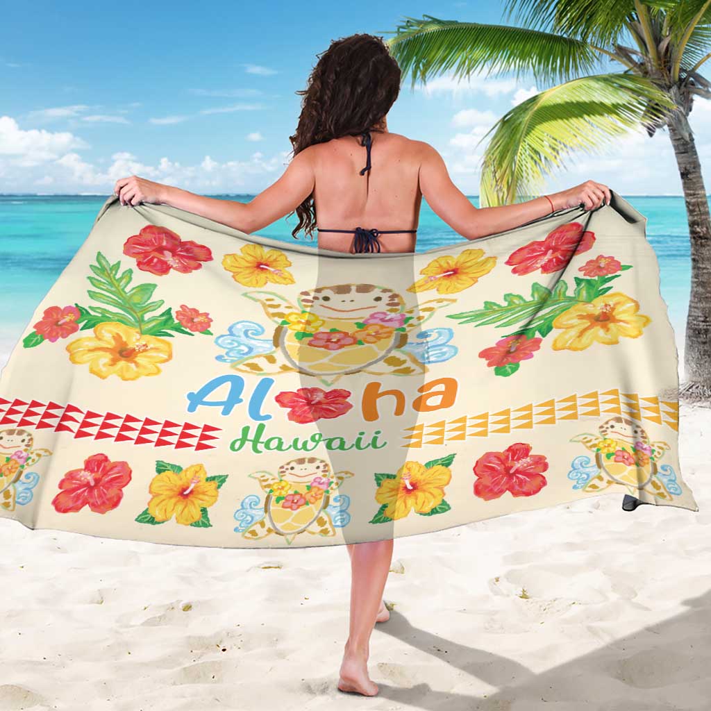 Kawaii Turtle Sarong Aloha Hibiscus Flowers LT9 - Polynesian Pride