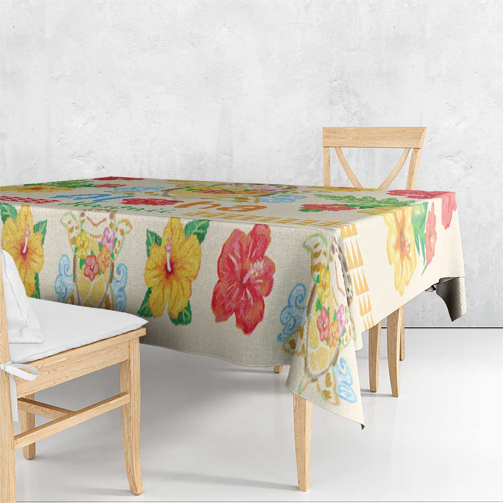 Kawaii Turtle Tablecloth Aloha Hibiscus Flowers LT9 - Polynesian Pride