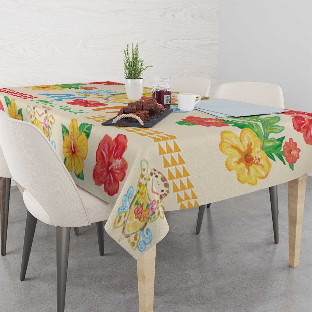 Kawaii Turtle Tablecloth Aloha Hibiscus Flowers LT9 - Polynesian Pride