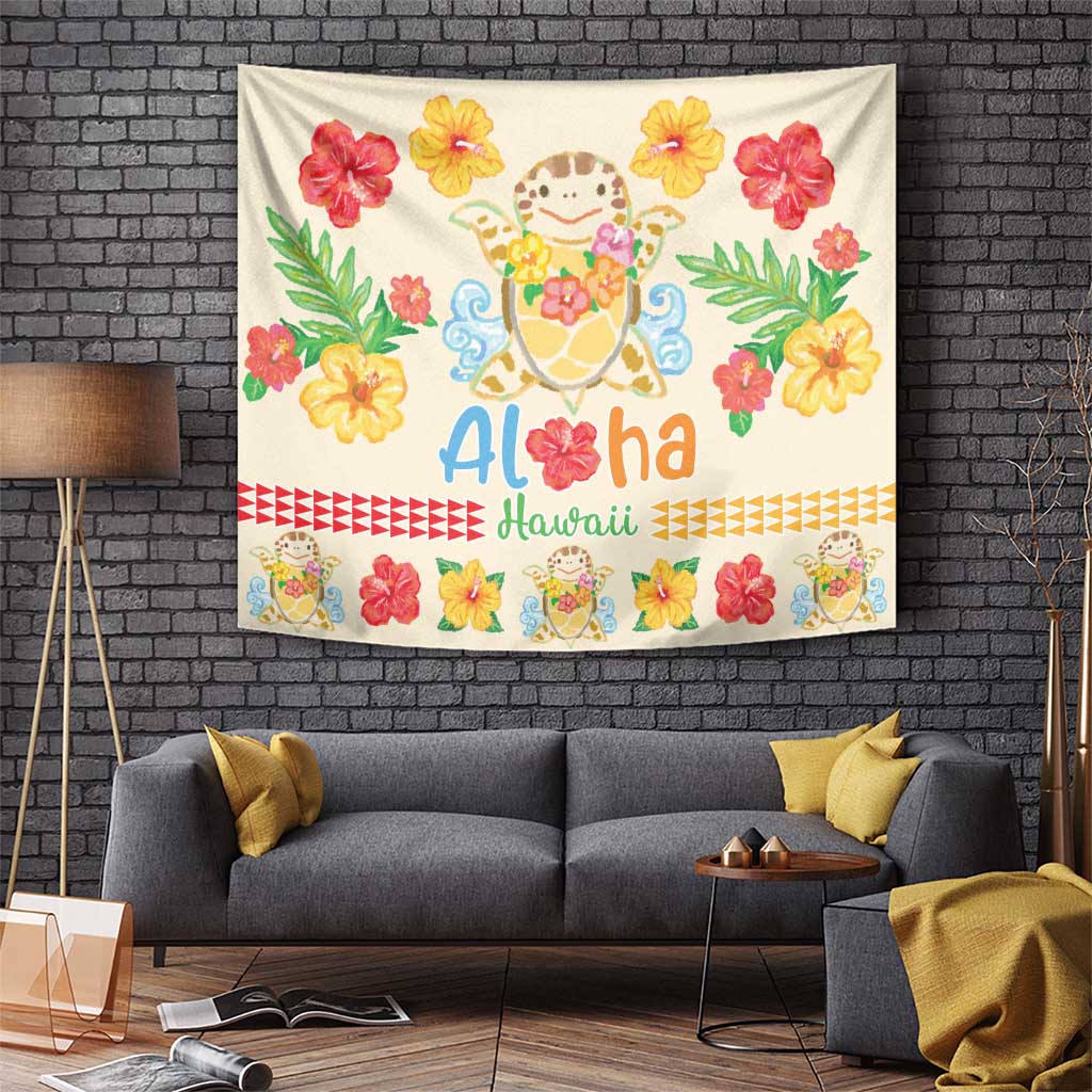 Kawaii Turtle Tapestry Aloha Hibiscus Flowers LT9 - Polynesian Pride