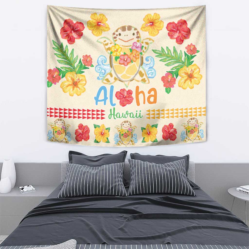 Kawaii Turtle Tapestry Aloha Hibiscus Flowers LT9 - Polynesian Pride