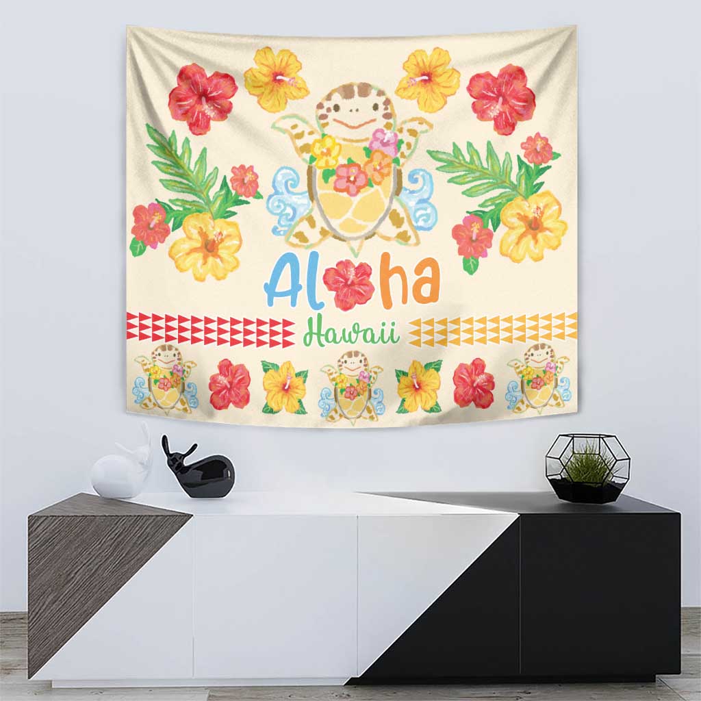 Kawaii Turtle Tapestry Aloha Hibiscus Flowers LT9 - Polynesian Pride
