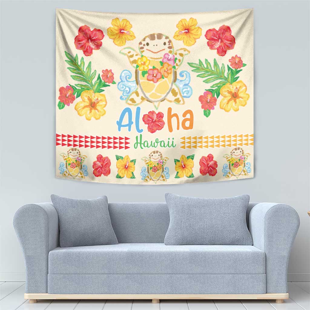 Kawaii Turtle Tapestry Aloha Hibiscus Flowers LT9 - Polynesian Pride