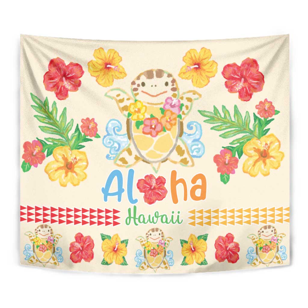 Kawaii Turtle Tapestry Aloha Hibiscus Flowers LT9 - Polynesian Pride