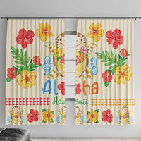 Kawaii Turtle Window Curtain Aloha Hibiscus Flowers LT9 With Hooks Beige - Polynesian Pride
