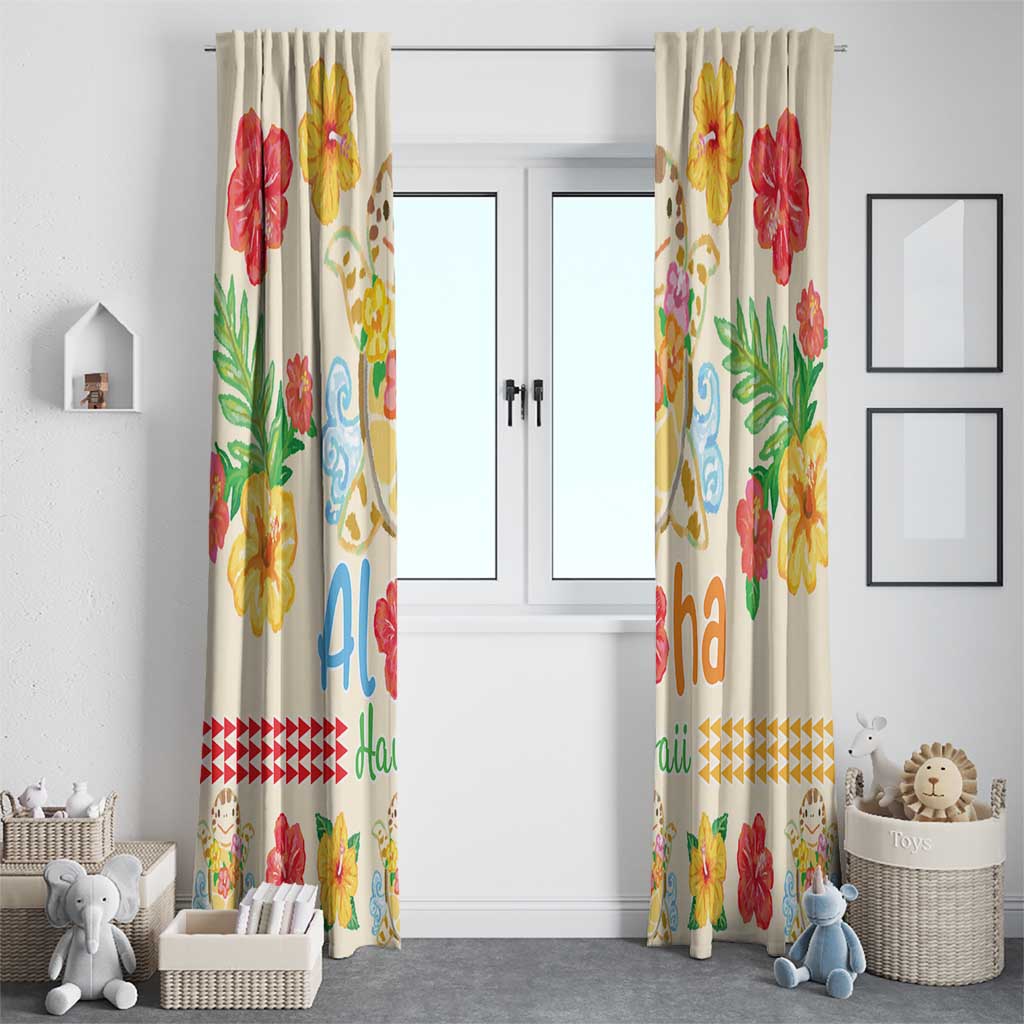 Kawaii Turtle Window Curtain Aloha Hibiscus Flowers LT9 - Polynesian Pride