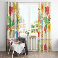 Kawaii Turtle Window Curtain Aloha Hibiscus Flowers LT9 - Polynesian Pride