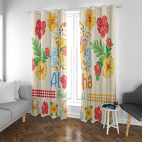 Kawaii Turtle Window Curtain Aloha Hibiscus Flowers LT9 With Grommets Beige - Polynesian Pride